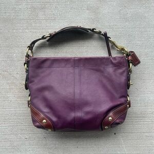 Vintage Coach Carly Purple Leather Shoulder Bag